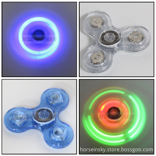 Flashing Light Tri Angle Crystal LED Hand Fidget Spinner For ADHD